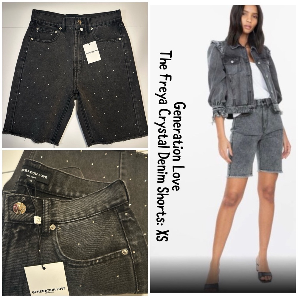 Generation Love The Freya Crystal Denim Shorts: XS
